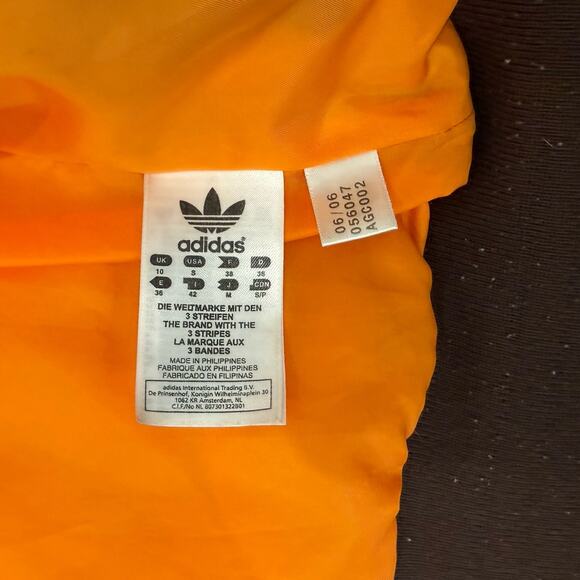 Adidas Brown Red Orange Chevron Embroidered Polar Bear Puffer Jacket size 38 / S - Picture 5 of 13